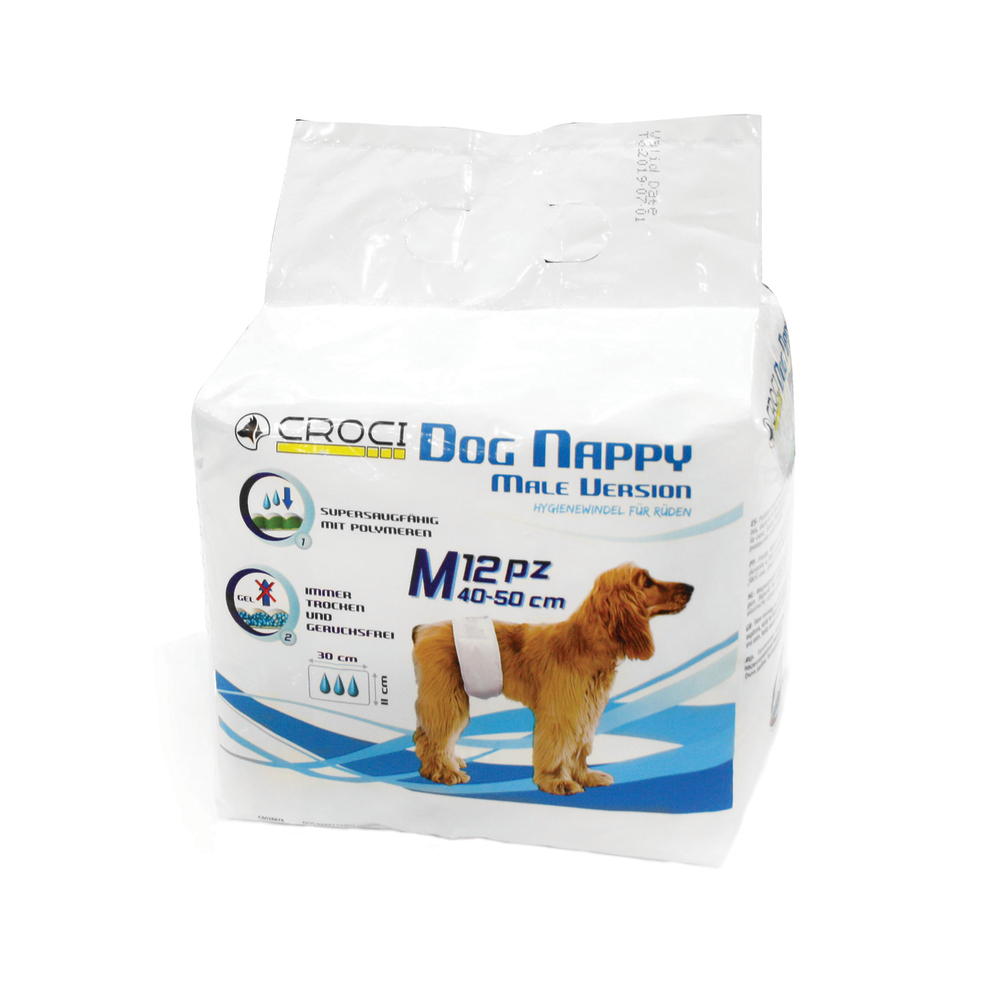 Couche ''Bande'' pour chien mâle M 40/50cm - x12 