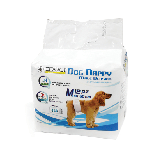 Couche ''Bande'' pour chien mâle M 40/50cm - x12