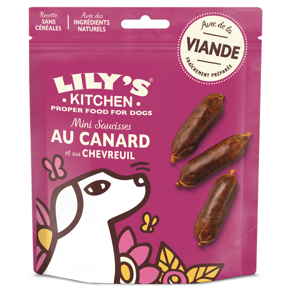 Friandises pour chien : mini saucisses au canard et au chevreuil - 70g