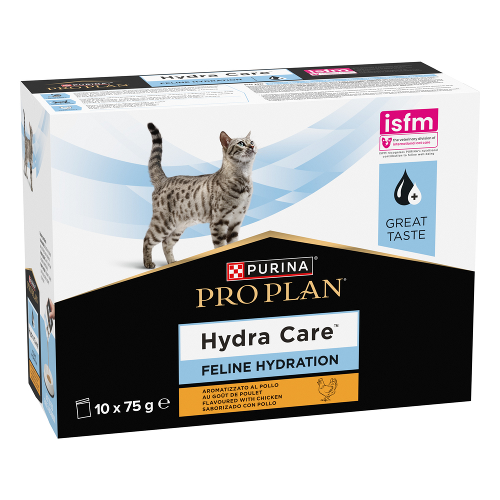 Complément alimentaire pour chat : Hydra Care™, goût poulet - 10x75g