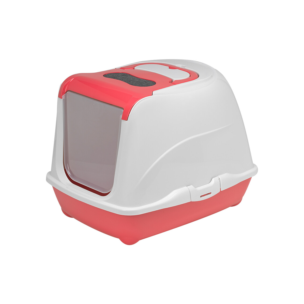 Bac à litière 'Maro' pour chat, coloris corail - L.50,2xH.37,7cm