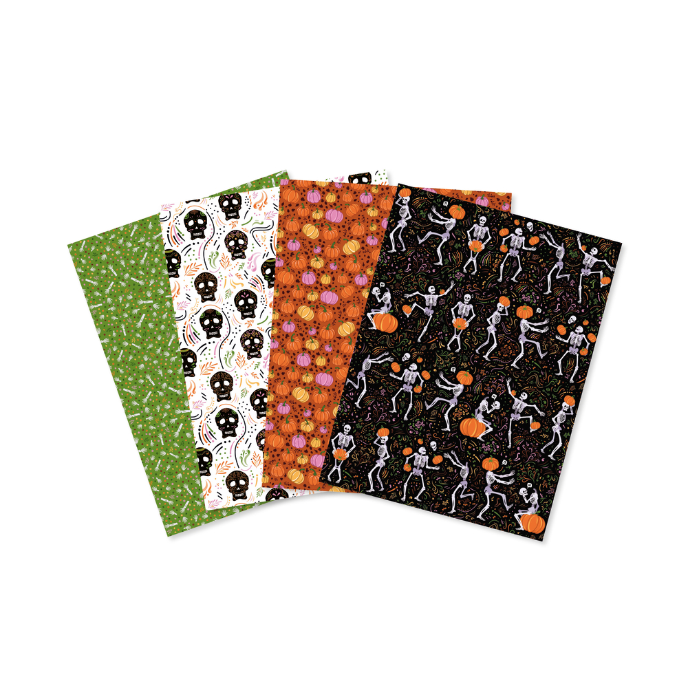 Assortiment de papiers foil : 4 feuilles Halloween - L.34xl.15cm