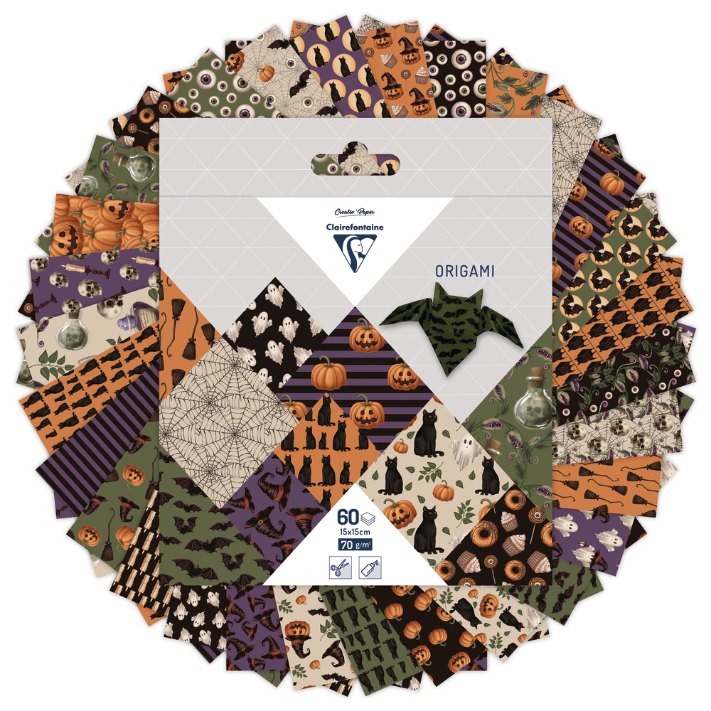 60 feuilles d'origami Halloween 70g/m² - 15x15cm