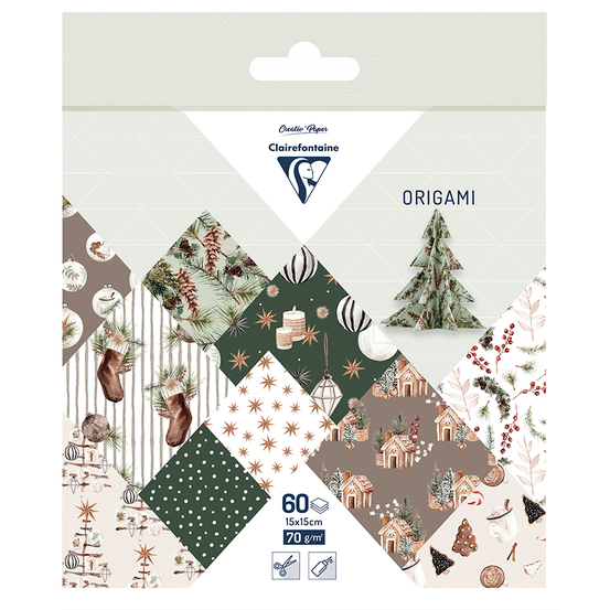 60 feuilles d'origami 70g/m², thème Noël - 15x15cm