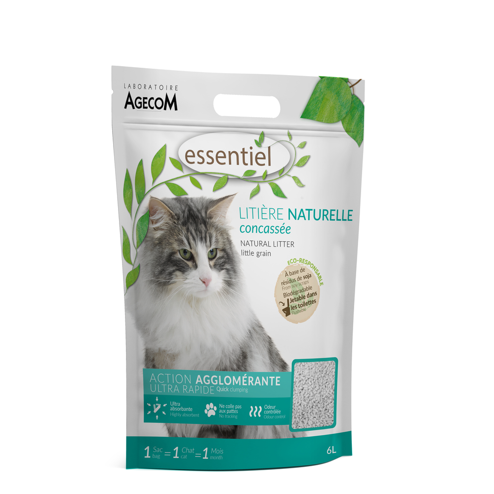 Litière naturelle concassé'' Essentiel'' pour chat 6L