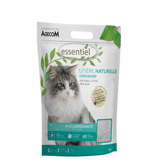 Litière naturelle concassé'' Essentiel'' pour chat 6L