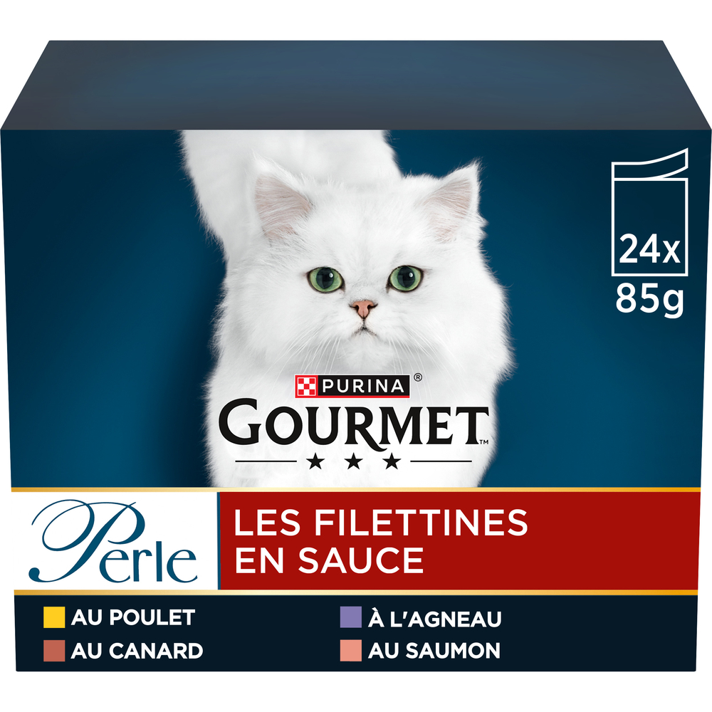 Filettines en sauce : poulet, canard, agneau, saumon - 24x85g