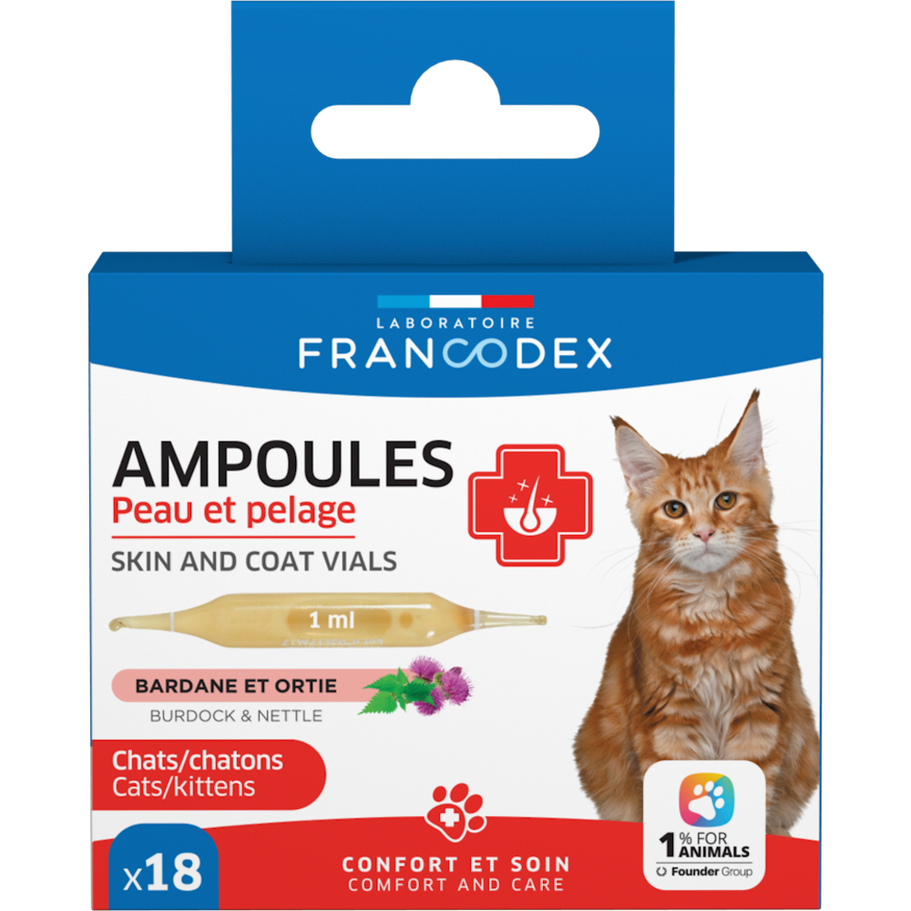 Ampoules, Peau et pelage pour chat 18x1ml