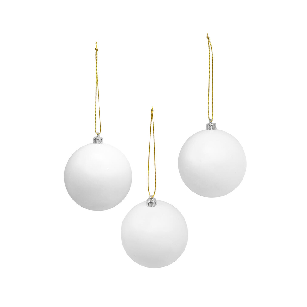 3 boules en plastique DIY à décorer, coloris blanc - D.8cm