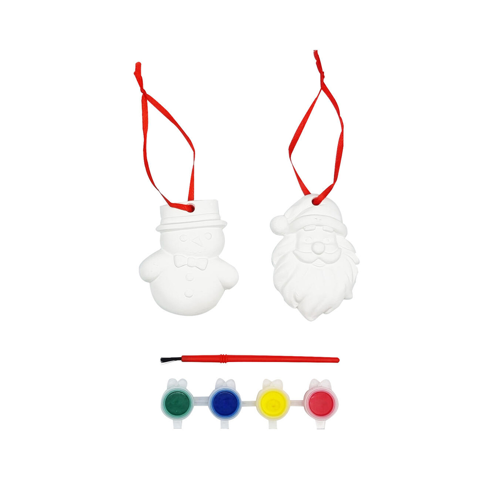 Kit de 2 suspensions de Noël en plâtre avec peinture, coloris blanc