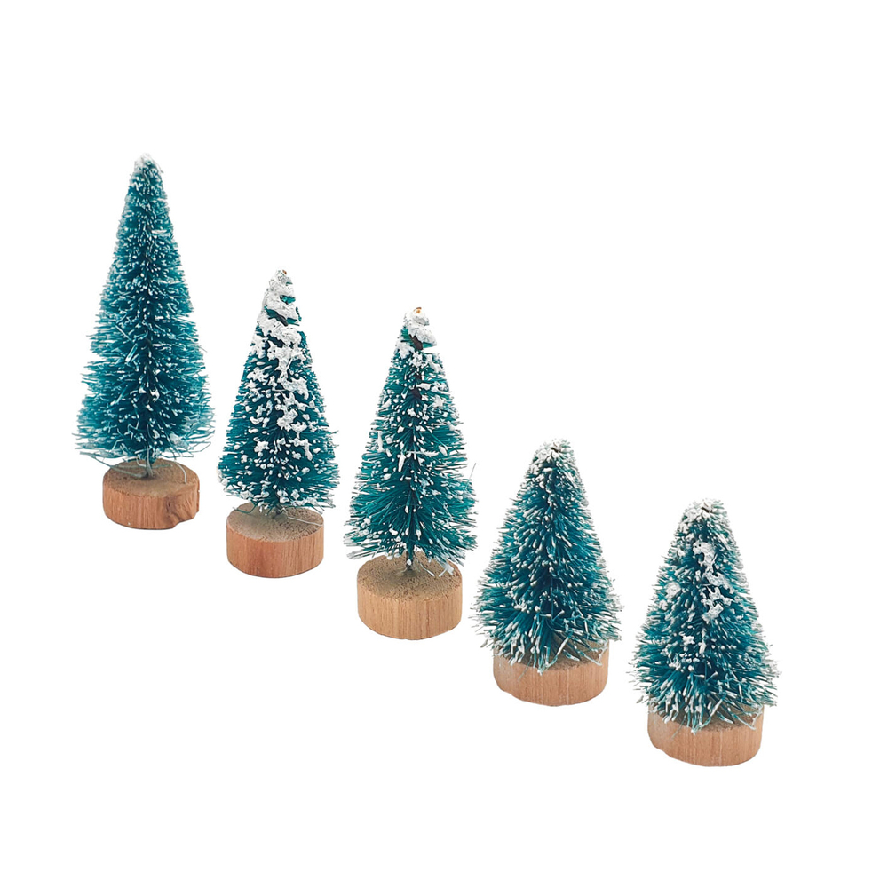 5 mini sapins artificiels de Noël, coloris mixte - de 3,5 à 6,5cm
