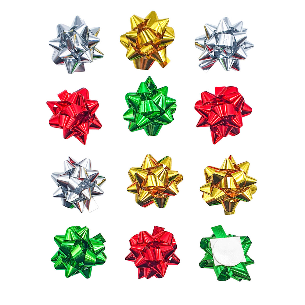 12 stickers nœuds 3D, coloris mixte