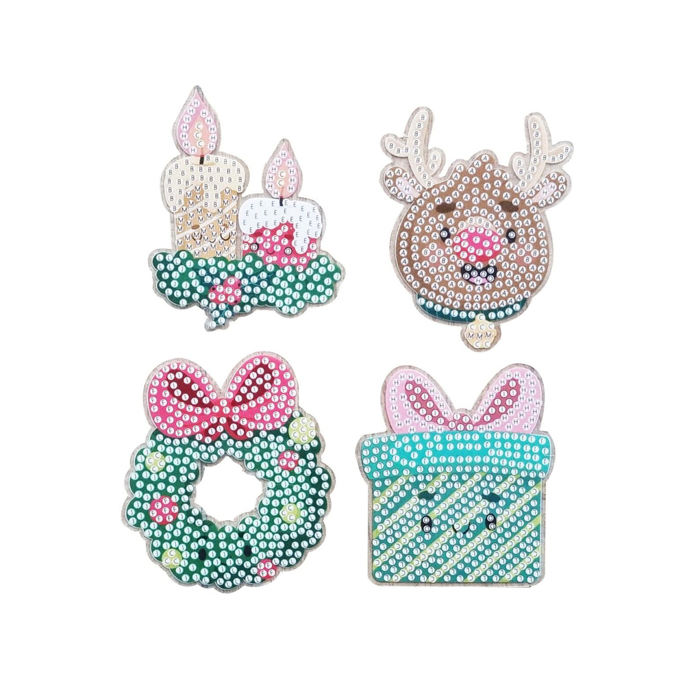 Kit de 4 stickers diamond Noël, coloris mixte - de 8 à 8,5cm