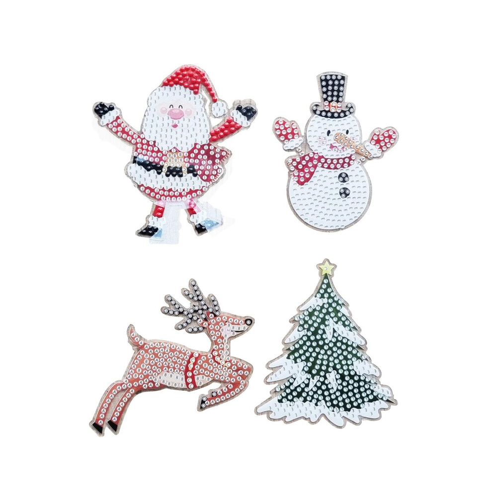 Kit de 4 stickers diamond Noël, coloris mixte - de 9 à 9,5cm