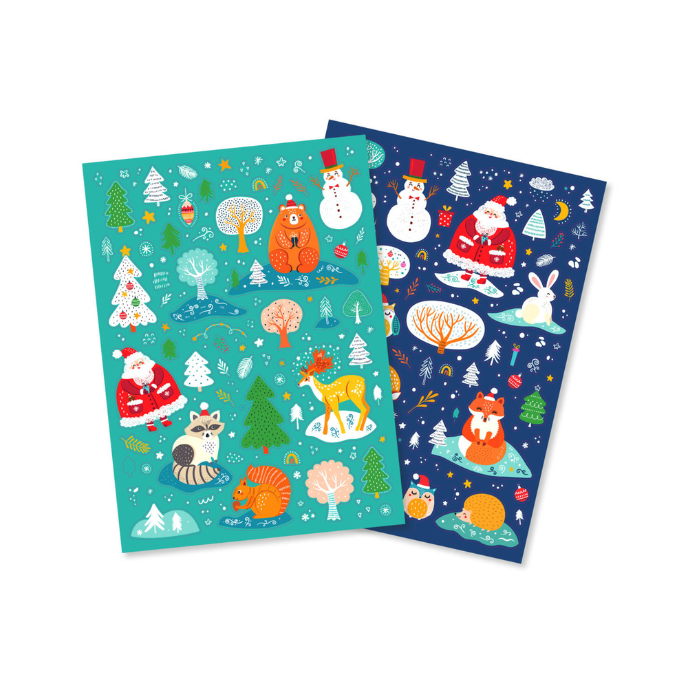 2 planches de gommettes aux motifs de Noël, coloris mixte - 278 pièces