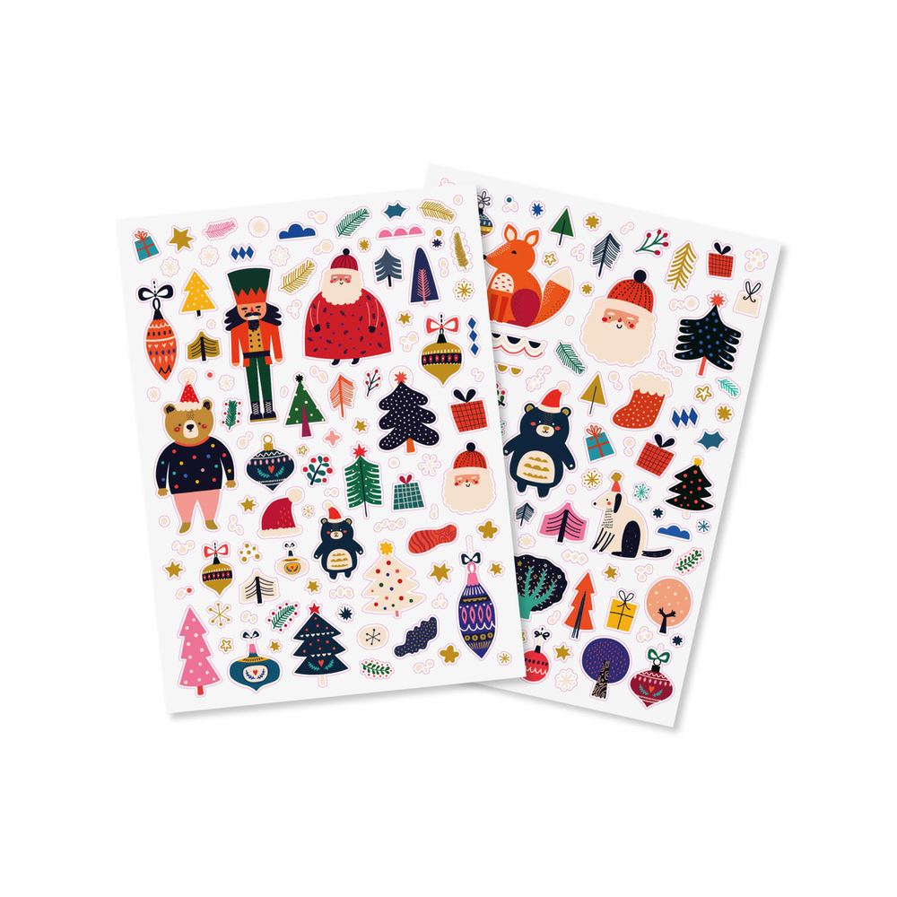 2 planches de gommettes aux motifs de Noël, coloris mixte - 203 pièces