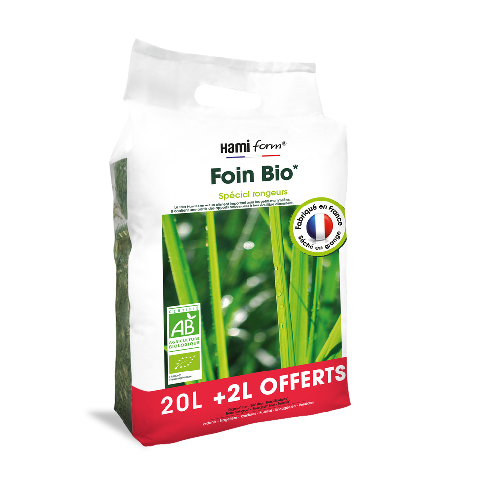 Foin Bio pour rongeurs 20L + 2L offerts