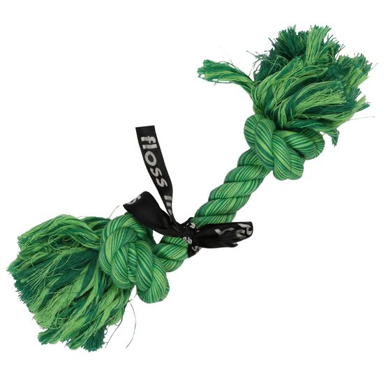 Jeu pour chien, corde verte 2 nœuds 'Do you even floss dawg' - L.20cm