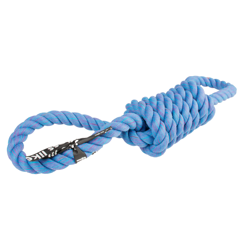 Jeu corde 2 boucles 'Tug life' pour chien 42x8x8cm bleu
