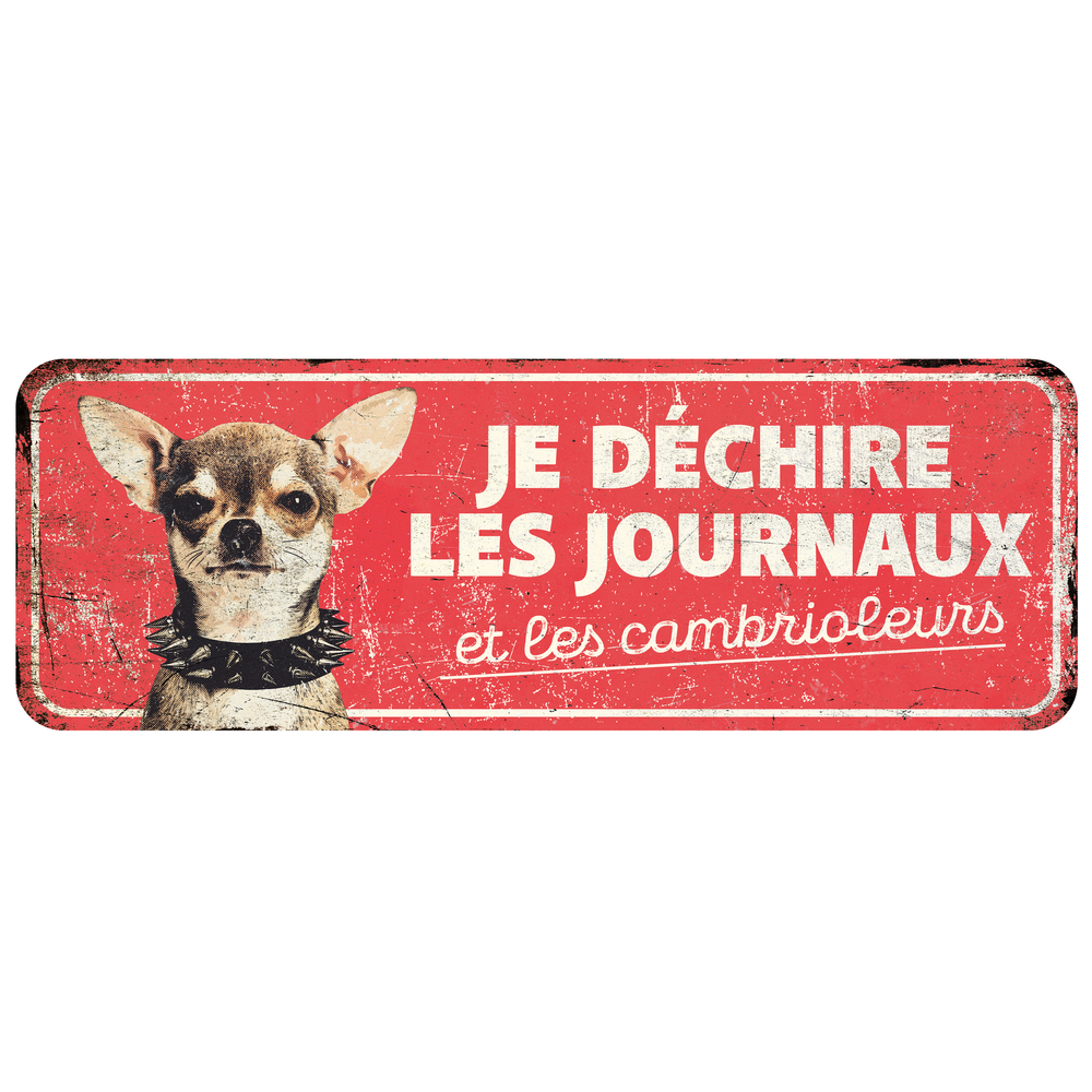 Panneau d'avertissement chihuahua fr. 40x13x0,3cm rouge