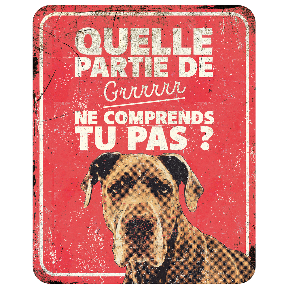 Panneau d'avertissement danish dog fr. 25x20x0,3cm rouge