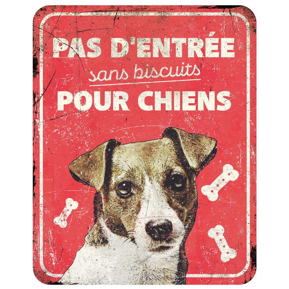 Panneau d'avertissement jack russel fr. 25x20x0,3cm rouge