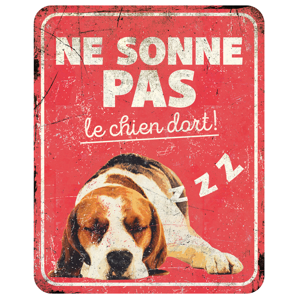 Panneau d'avertissement beagle fr. 25x20x0,3cm rouge