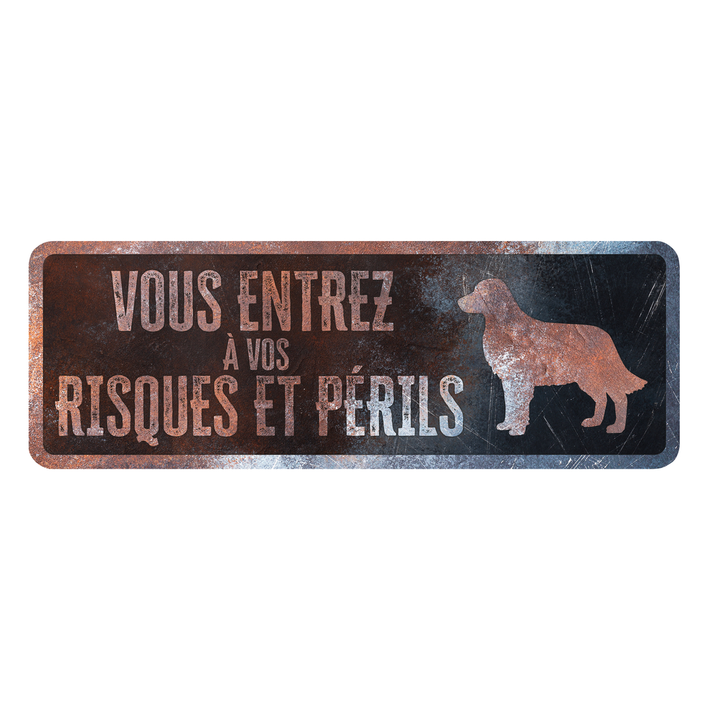 Panneau d'avertissement Golden retriever 40x13x0,3cm multicolore