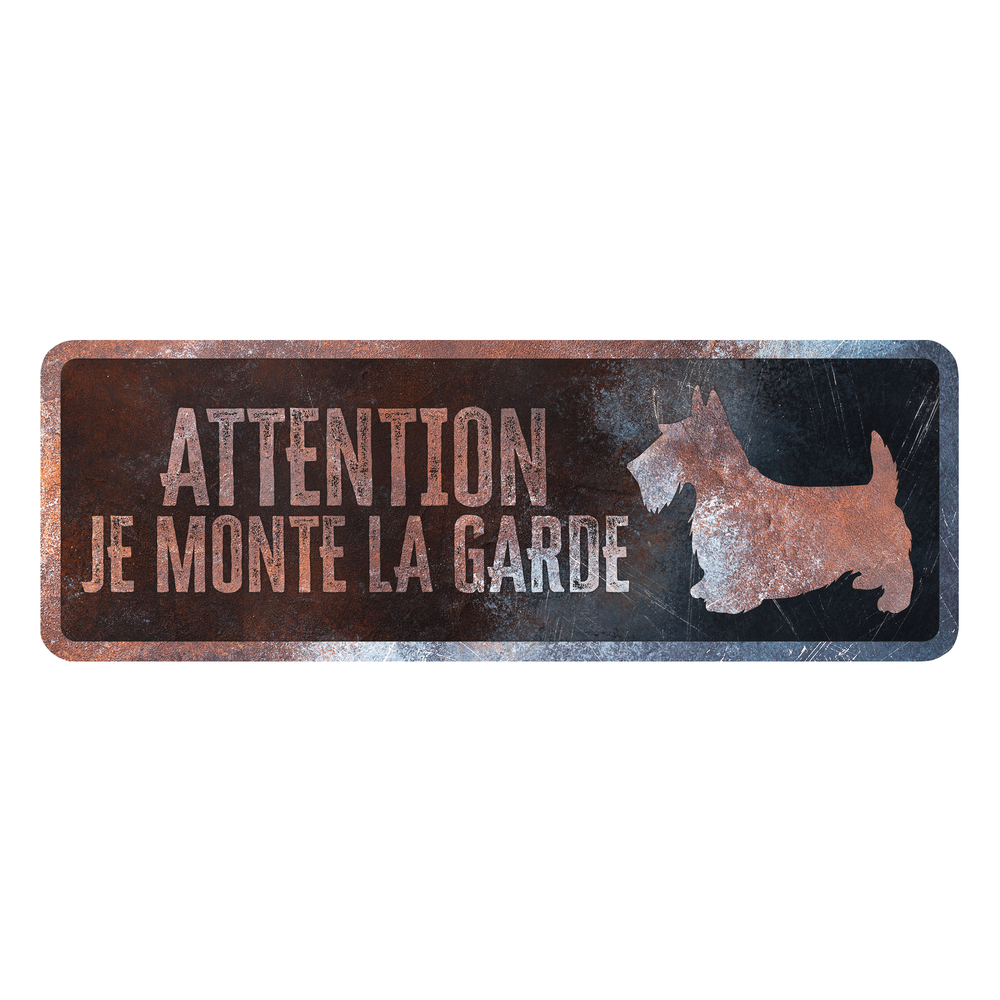 Panneau d'avertissement Terrier Français 40x13x0,3cm multicolore