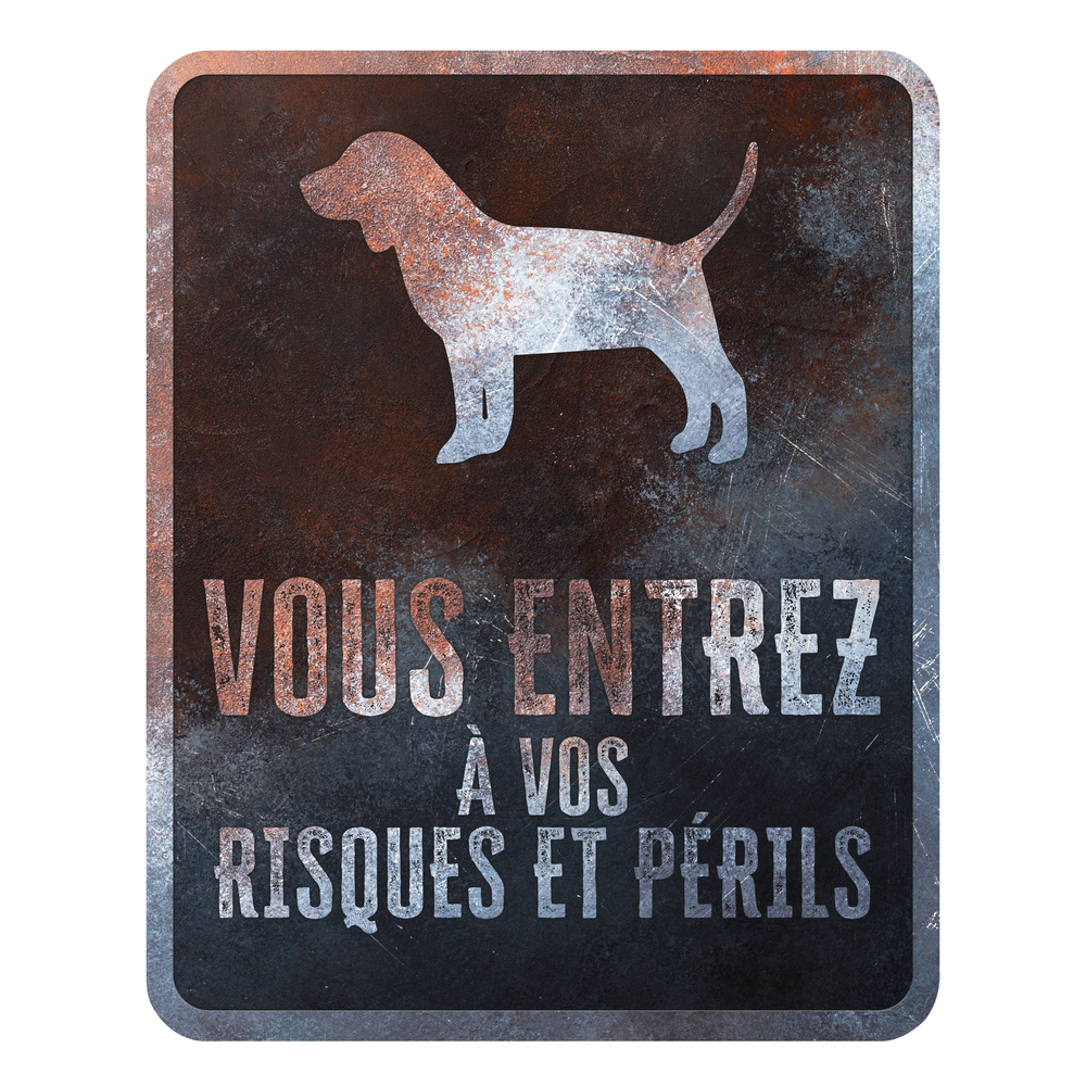Panneau d'avertissement Beagle Français 25x20x0,3cm multicolore