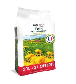 Foin prémium aux pissenlits pour rongeurs 20L + 2L offerts