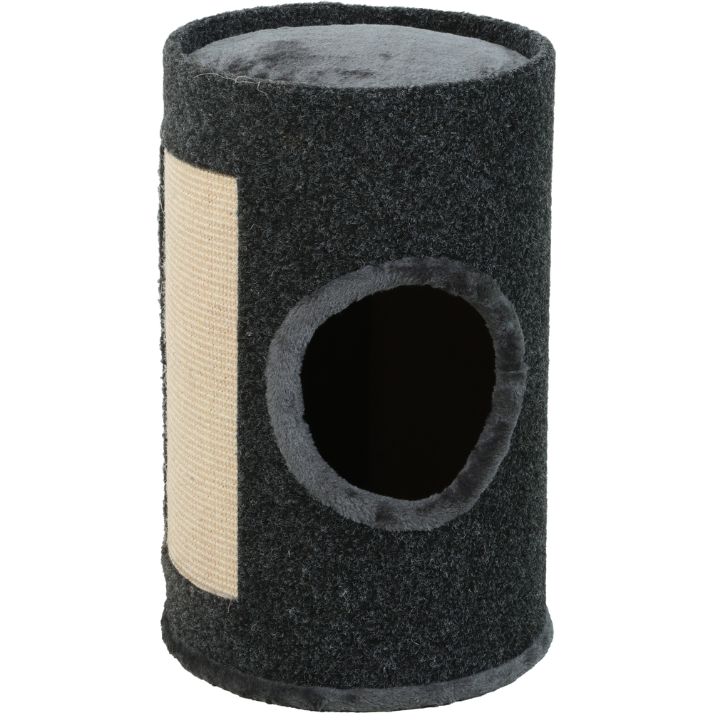 Arbre à chat Oliver, forme de baril, coloris gris foncé - D.30xH.50cm