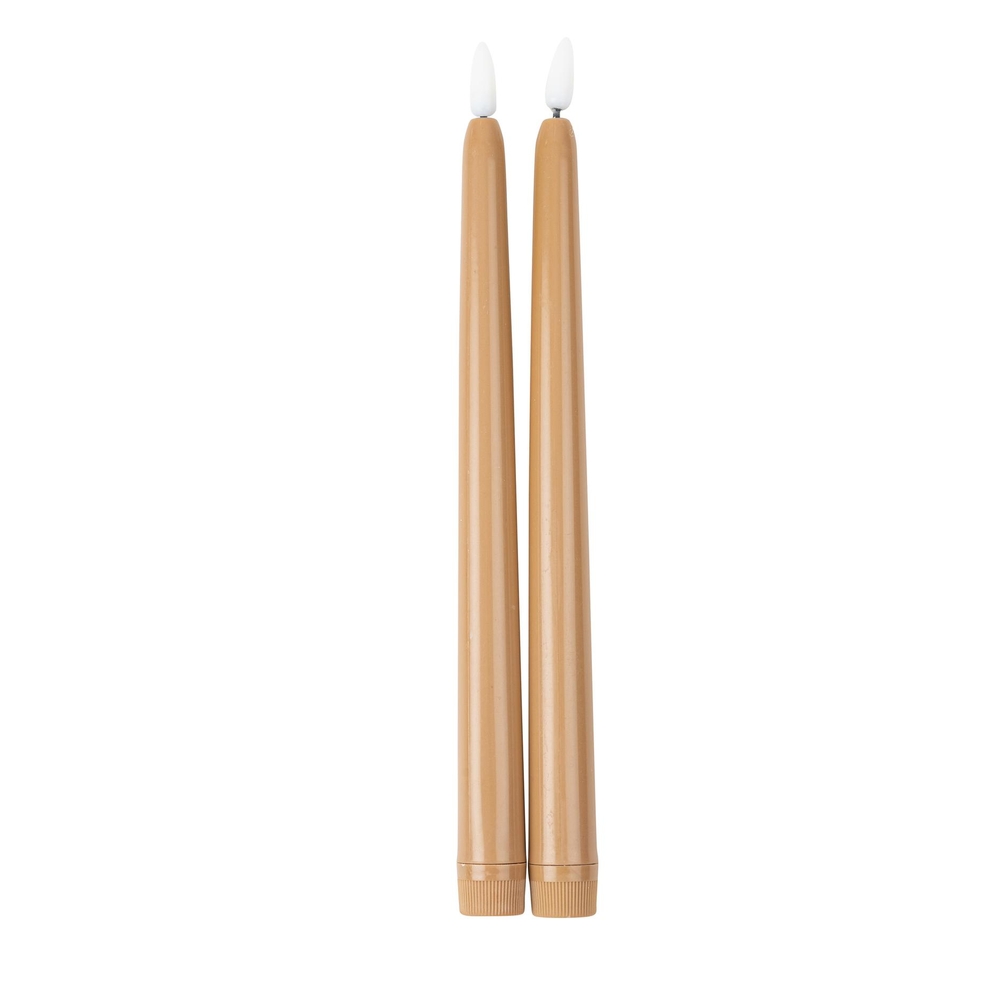 2 bougies LED flambeaux, coloris camel - H.27,5cm