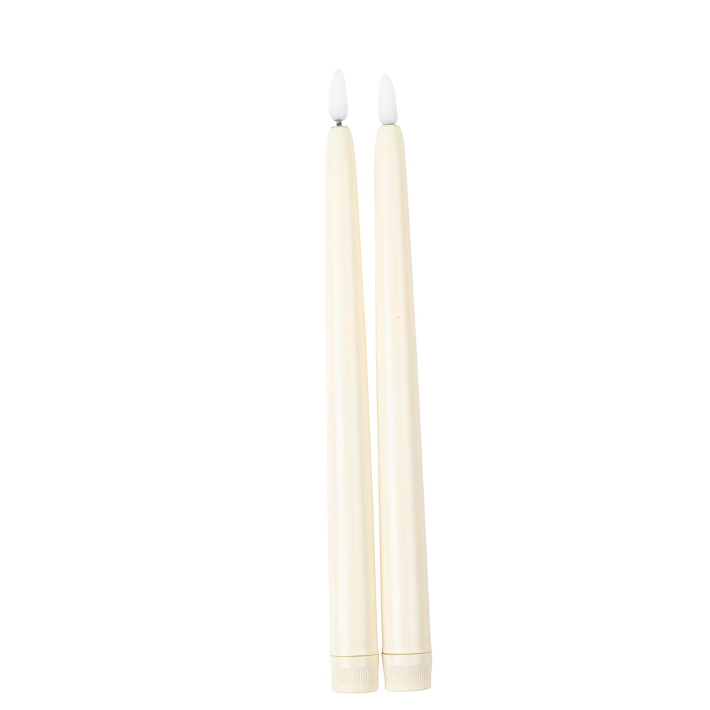 2 bougies LED flambeaux, coloris ivoire - H.27,5cm