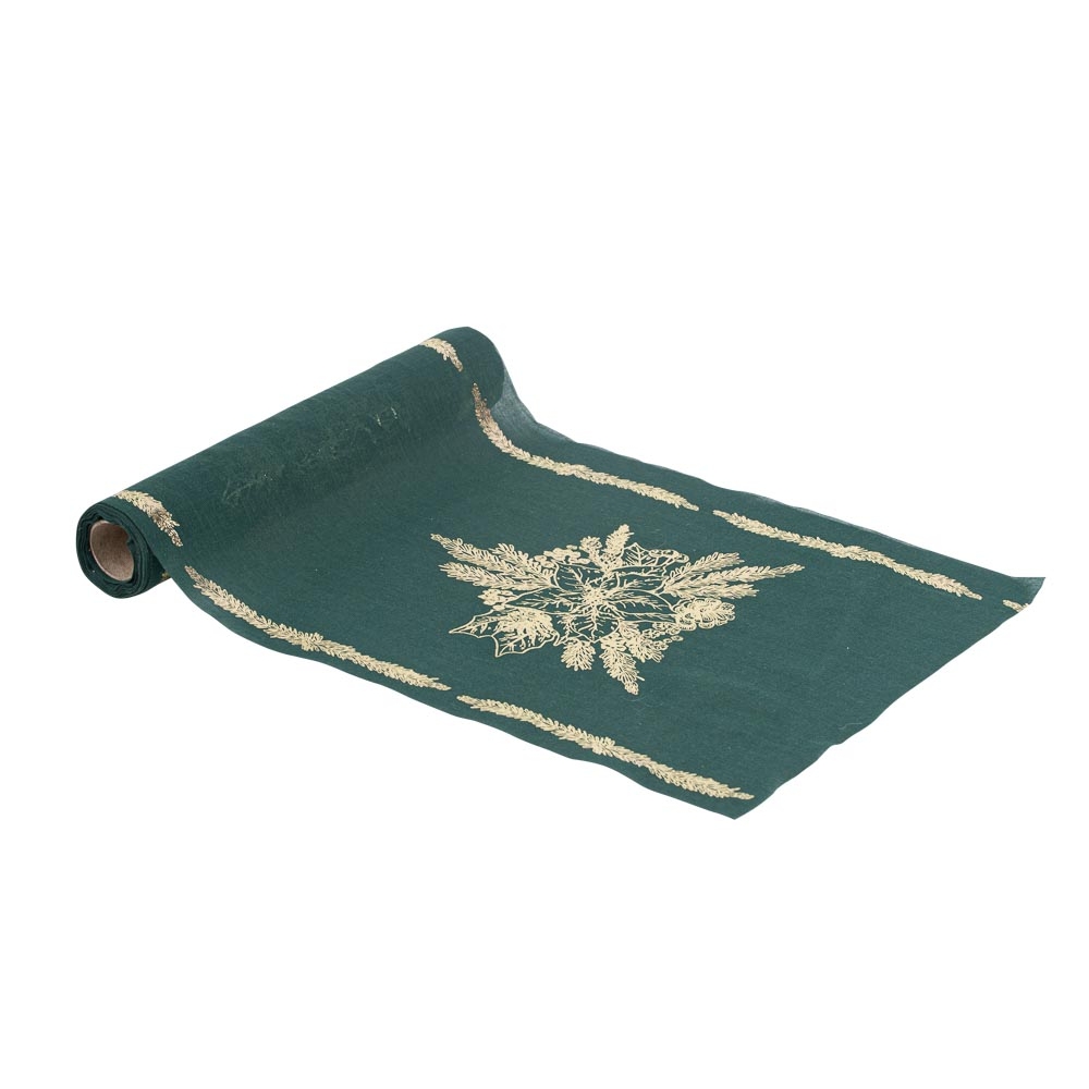 Chemin de table en mousseline, coloris vert - L.300xl.28cm