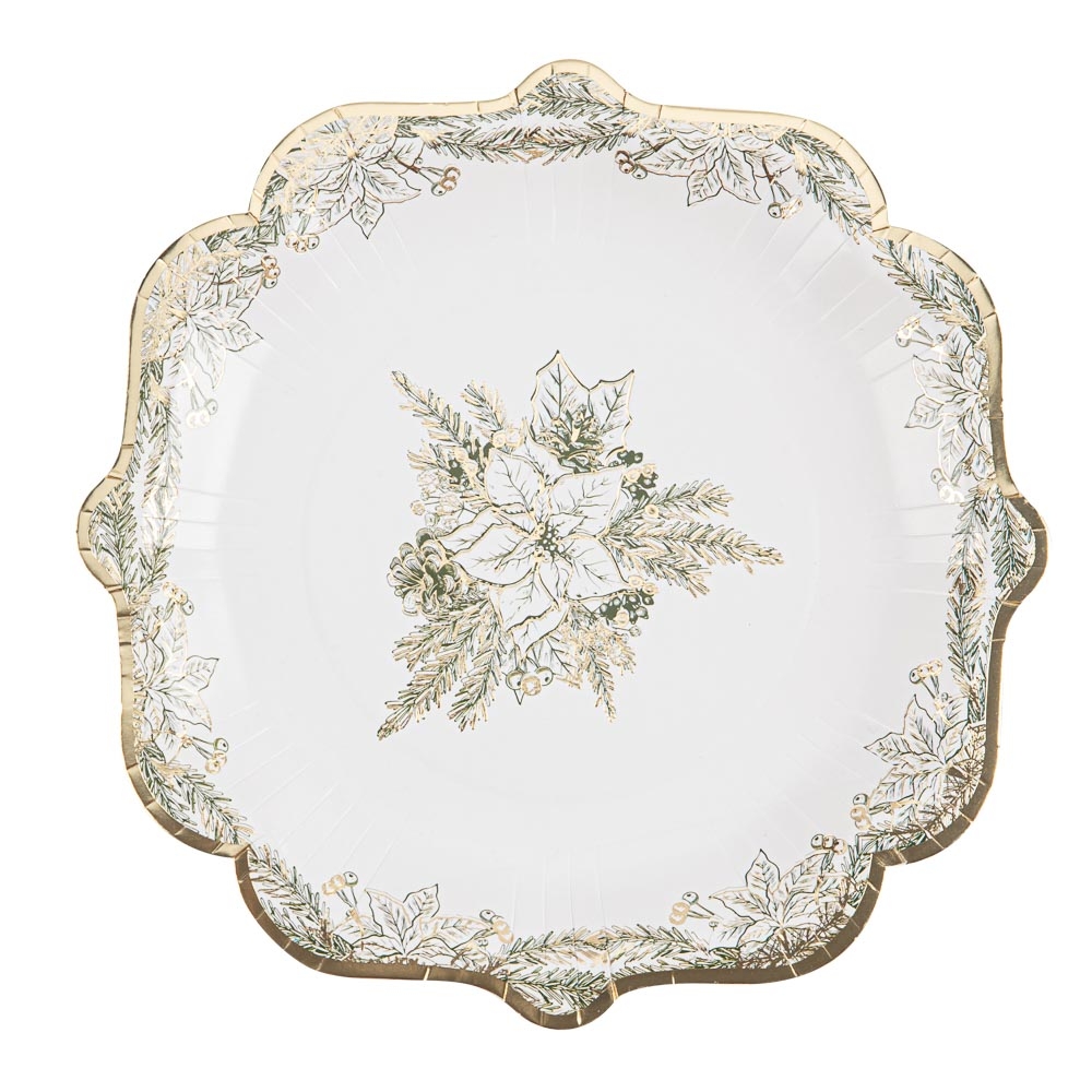 8 assiettes en carton : 'vintage christmas', coloris mixte - D.23cm