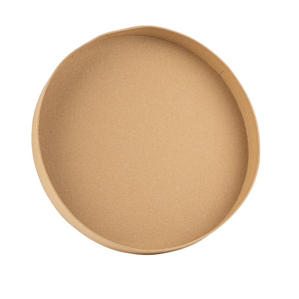 Plateau rond en carton kraft, coloris naturel - D.30xH.4cm