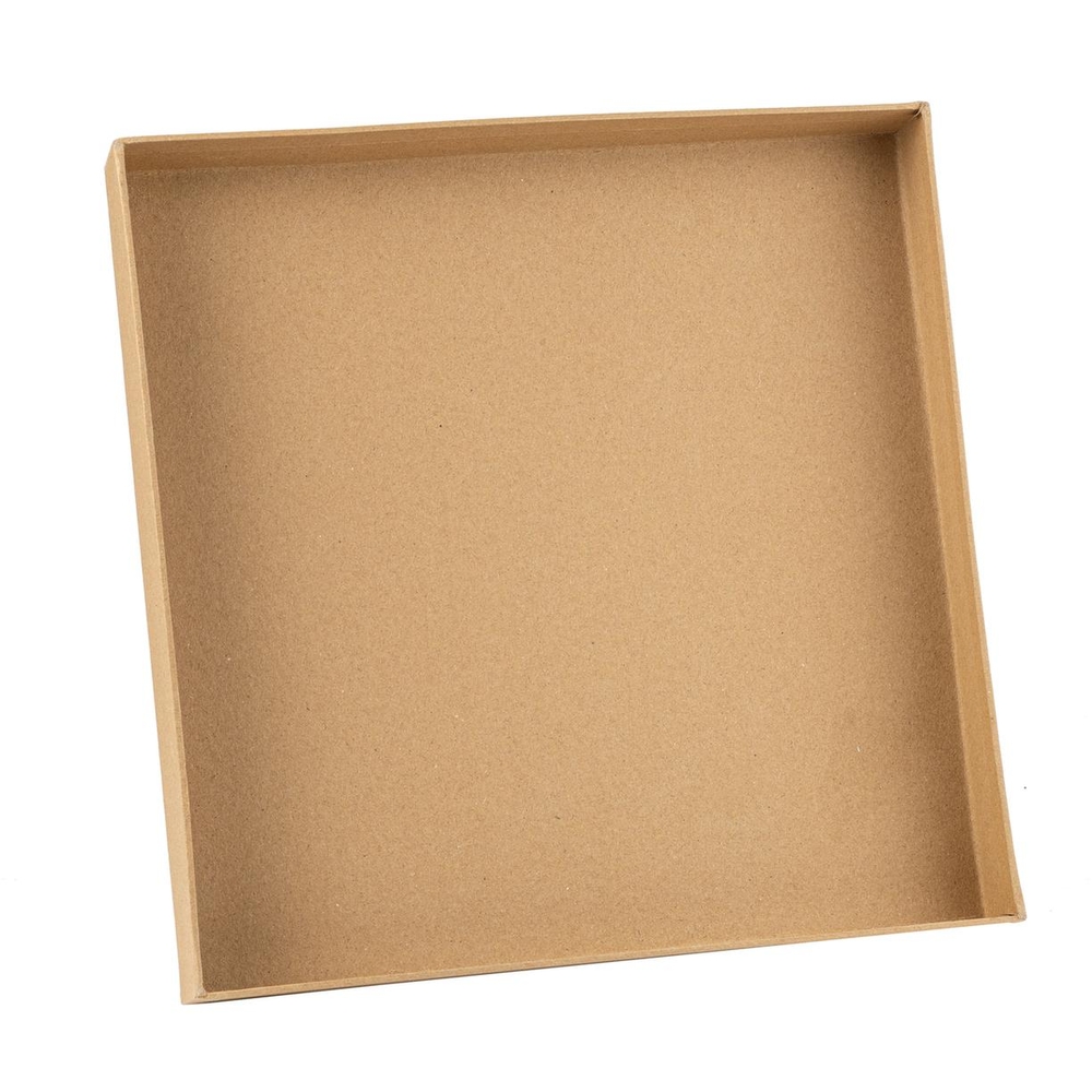 Plateau carré en carton kraft, coloris naturel - L.30xl.30xH.4cm