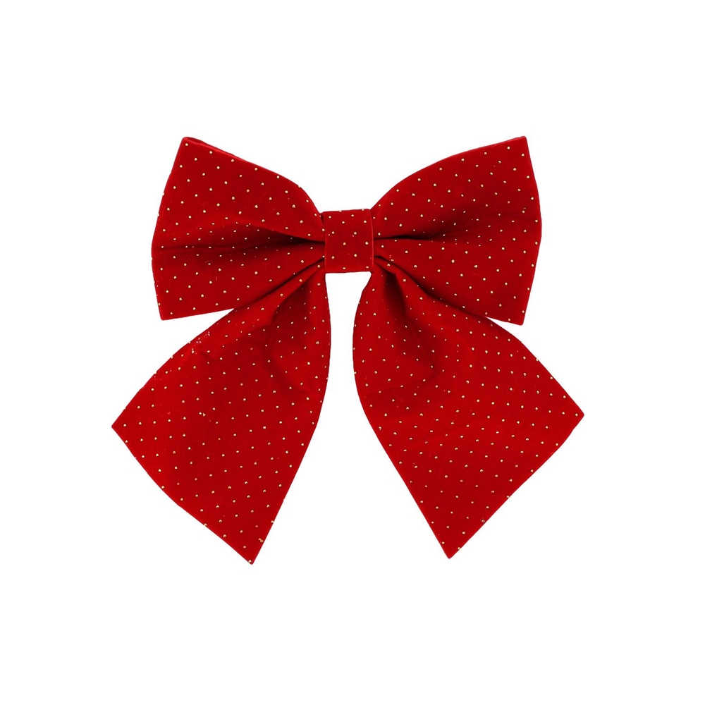 Décoration de Noël, nœud en velours, coloris rouge et or - 25cm