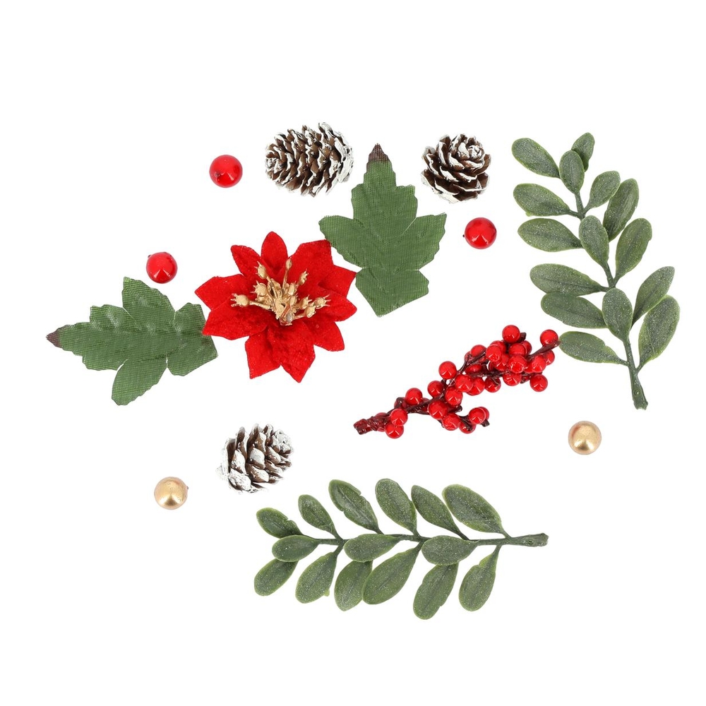 Décoration de Noël, assortiment de poinsettias, coloris rouge