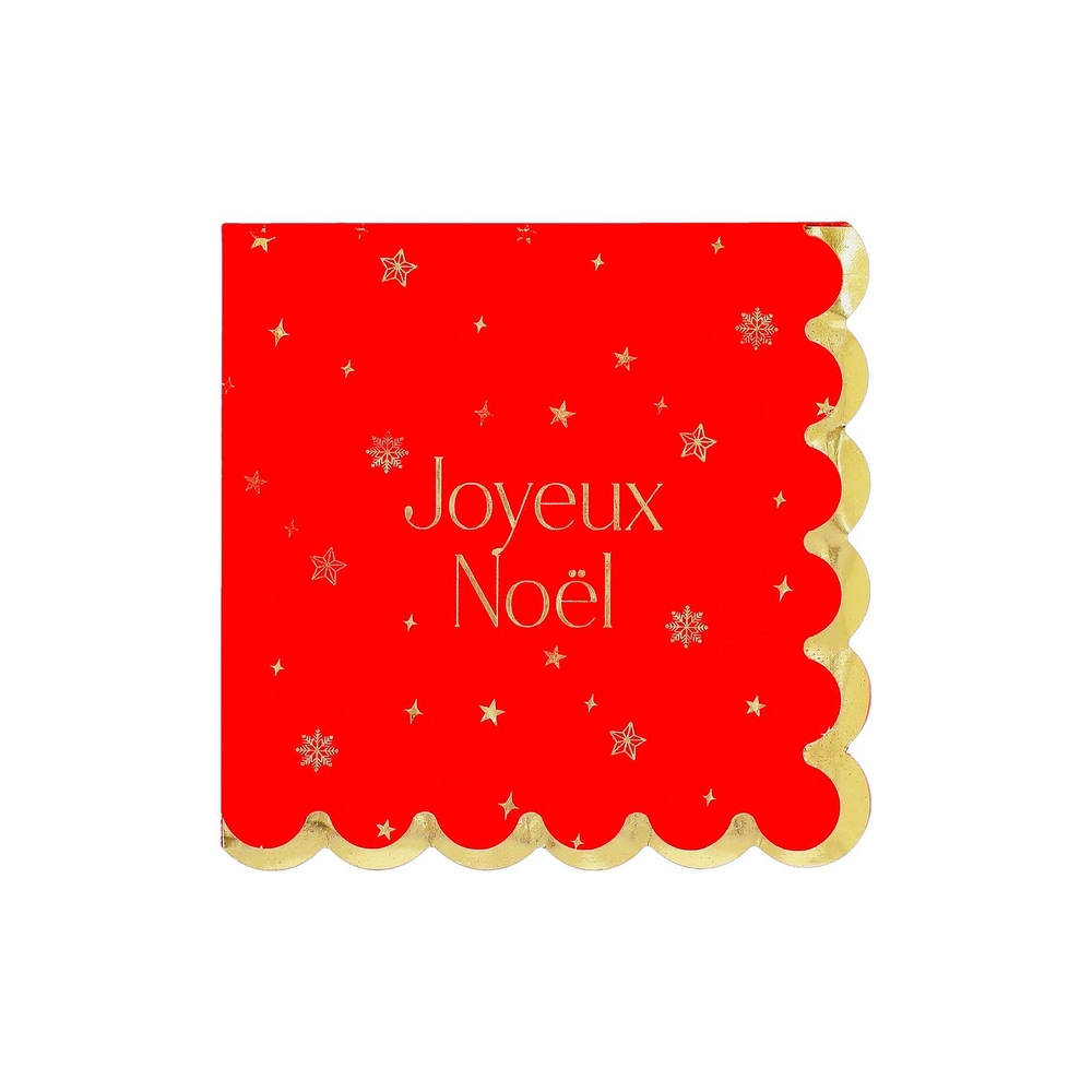16 serviettes en papier : 'Luxury', coloris rouge/doré - 33x33cm