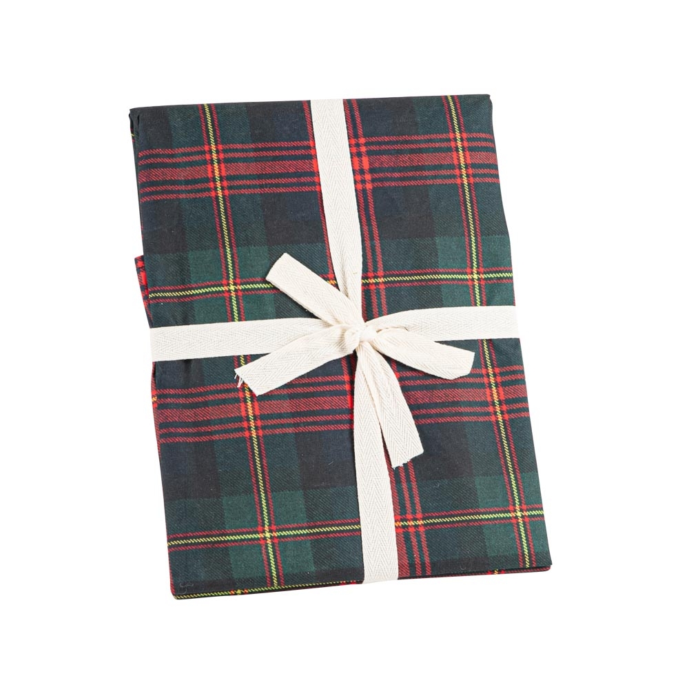 Nappe écossaise en tissu Tartan, coloris vert et rouge