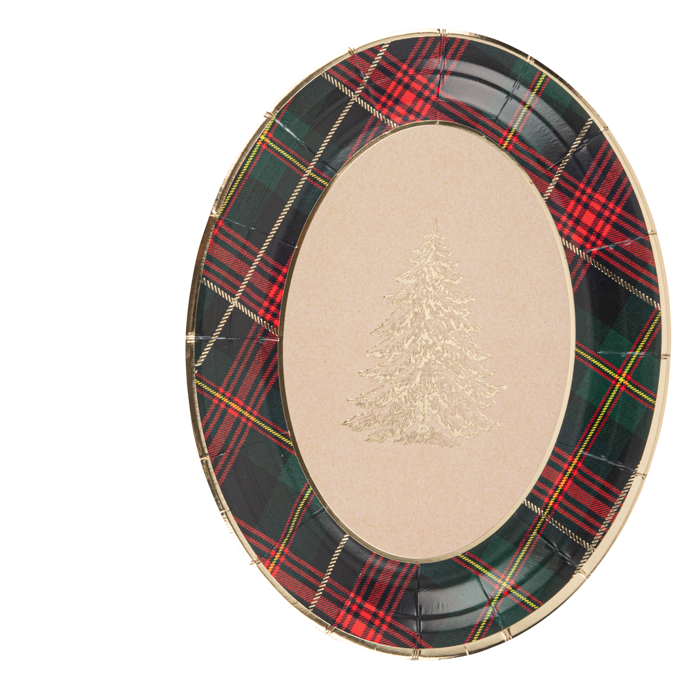 8 assiettes en carton, motif scottish, coloris mixte - D.23cm