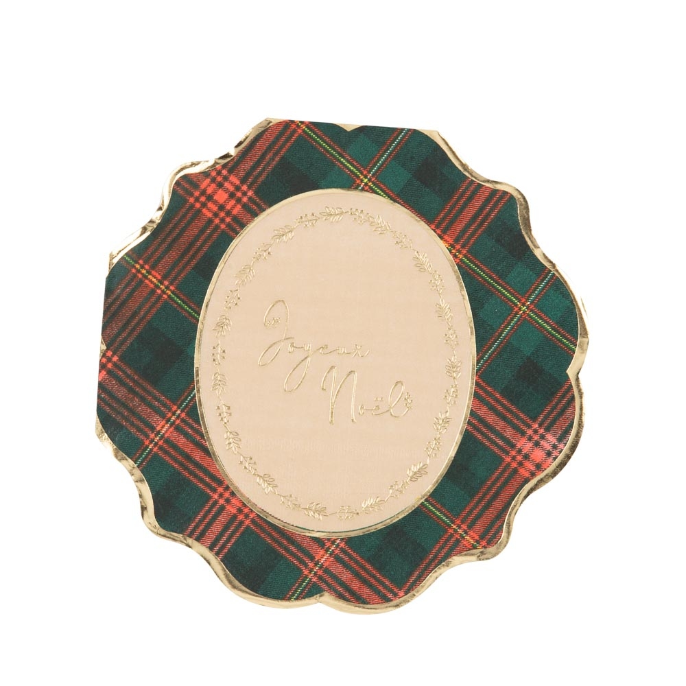 16 serviettes rondes en papier, motif scottish, coloris mixte - D.32cm