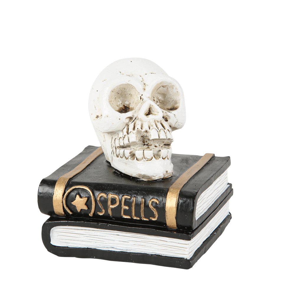 Décoration d'Halloween, têtes de mort sur livres - coloris mixte