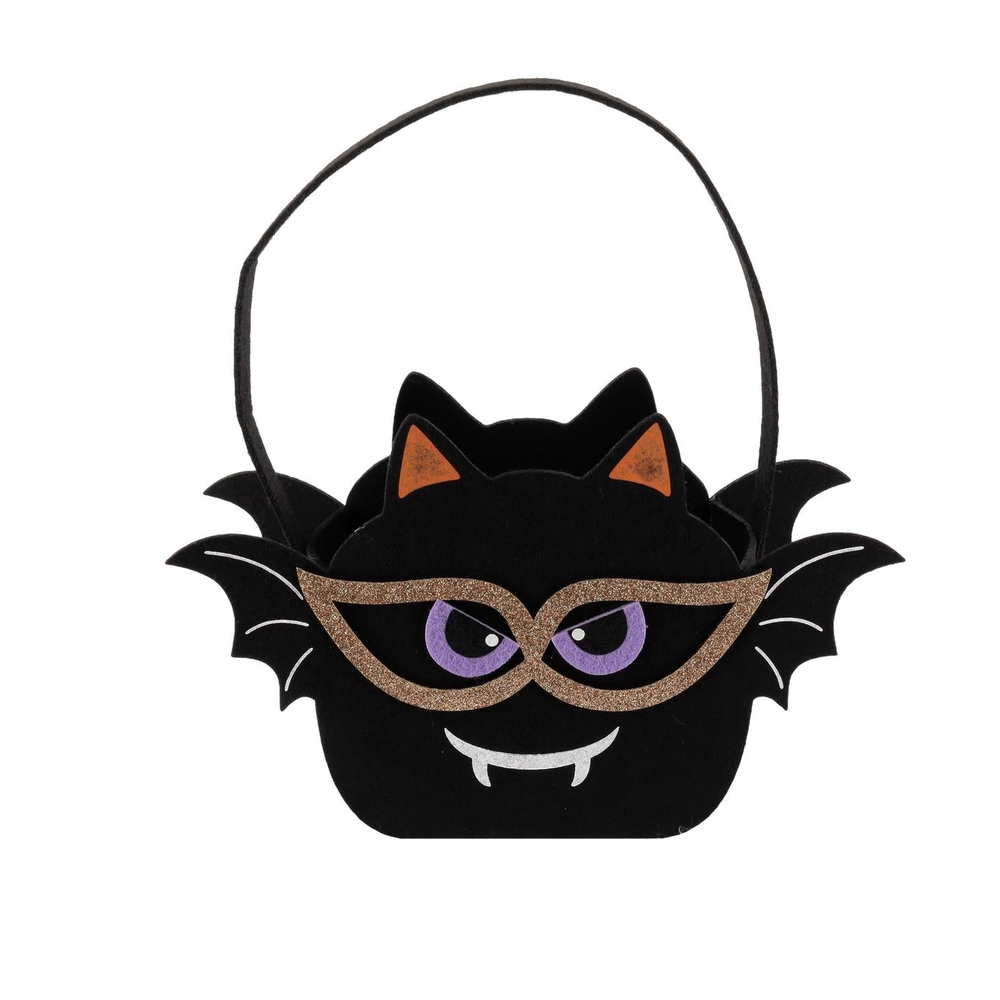 Panier chauve-souris en feutrine d'Halloween, coloris noir