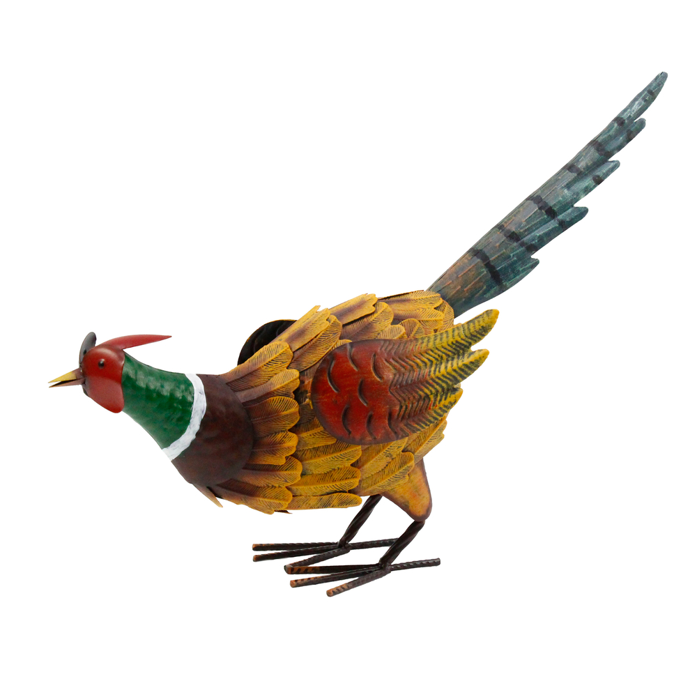 Statue de faisan, en métal - H.28cm