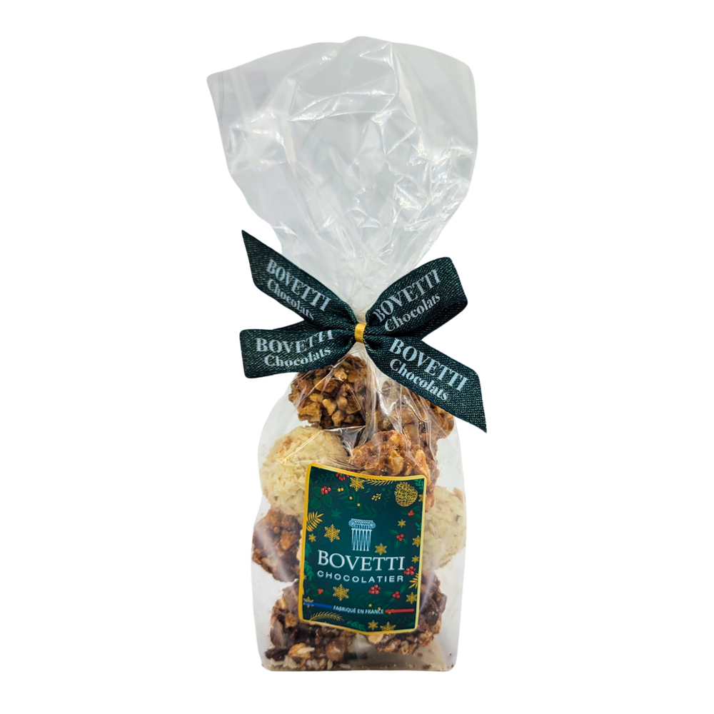 Rochers au chocolat noir, au lait et noisettes 120g