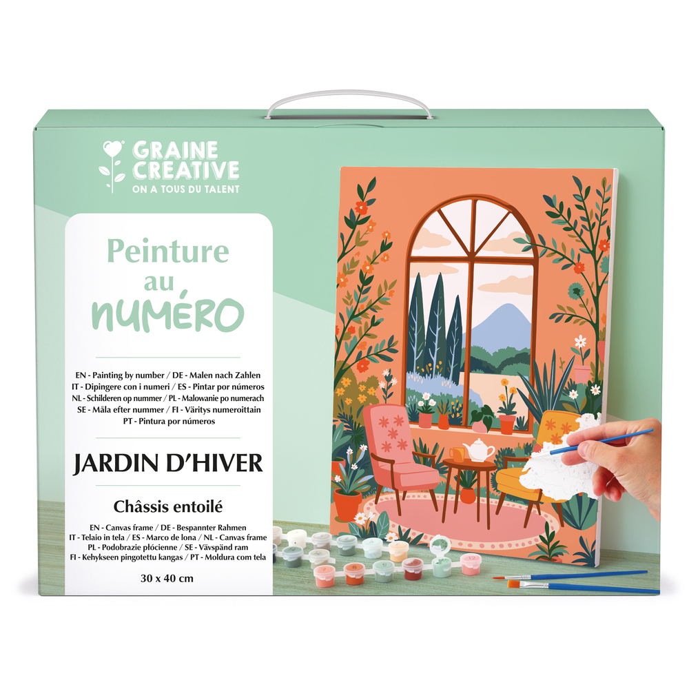 Kit de peinture par numéro 'Jardin d'hiver', vert - L.40xl.30cm