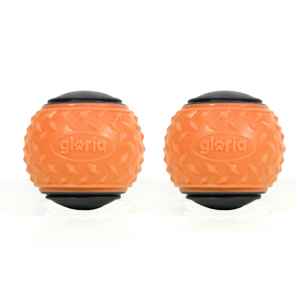 Jouet pour chien, balle méga squeaker orange/gris M x2